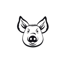 Fototapeta na wymiar Vector of a pig head on white background. Farm Animals.