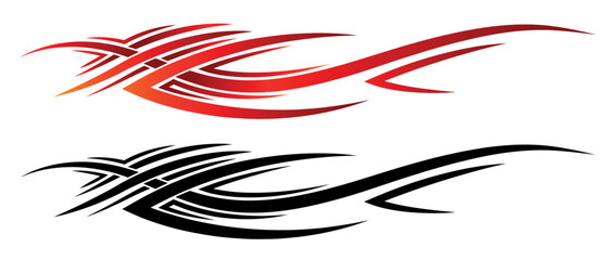 Sports car abstract tribal tattoo racing car body side sticker decoration. Eps 10 vector art image illustration. Side strip decal for car, auto, truck, boat, suv, motorcycle.