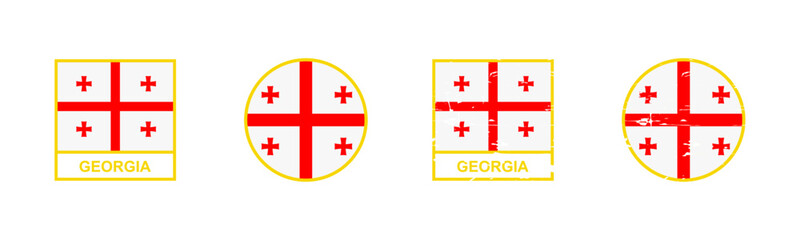 Set of flag of Georgia in square and round shape isolated on white background. vector illustration