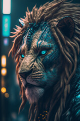 Lion is wearing a suit portrait