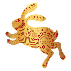 Cute bunny silhouette. Rabbit icon. Zodiac animals