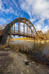 Fototapeta na wymiar Wooden bridge in Balaton-felvideki nature reserve, Kis-Balaton, Transdanubia, Hungary