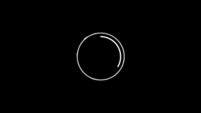 Abstract white audio ring equalizer on a black background.