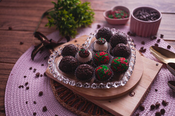 chocolate cake with cherries