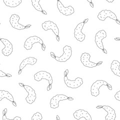 Japanese tempura shrimp seamless pattern