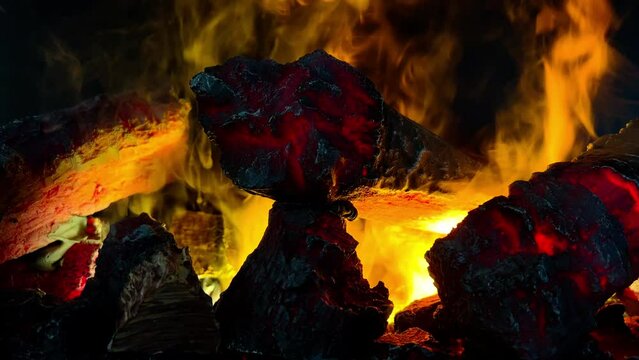 artificial steam fireplace, illuminated steam rises through artificial stones creating the appearance of fire