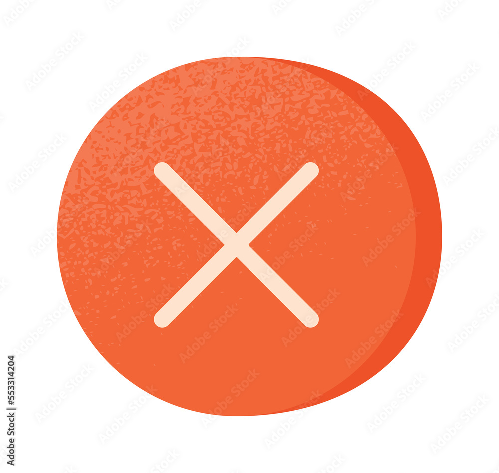 Poster red cross icon. error and technical problem dissatisfaction, request denied. sticker for social netw