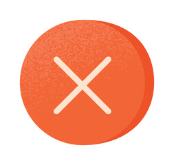 Obraz premium Red cross icon. Error and technical problem dissatisfaction, request denied. Sticker for social networks and messengers. Interface for applications and programs. Cartoon flat vector illustration