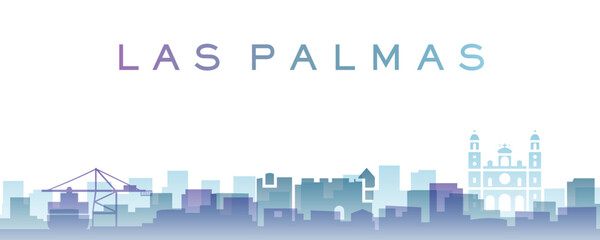 Las Palmas Transparent Layers Gradient Landmarks Skyline - obrazy, fototapety, plakaty