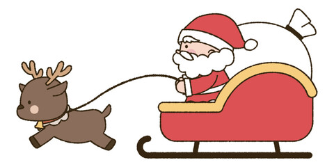 サンタクロースとトナカイのイラスト