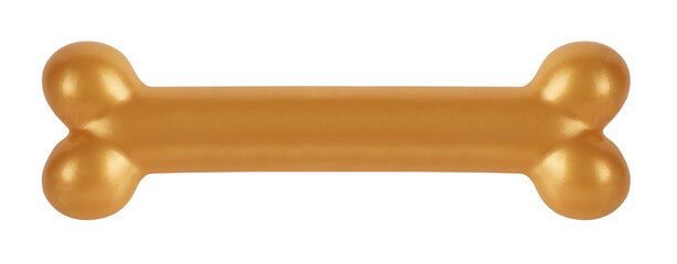 Golden dog bone pet toy perfect isolated on white background