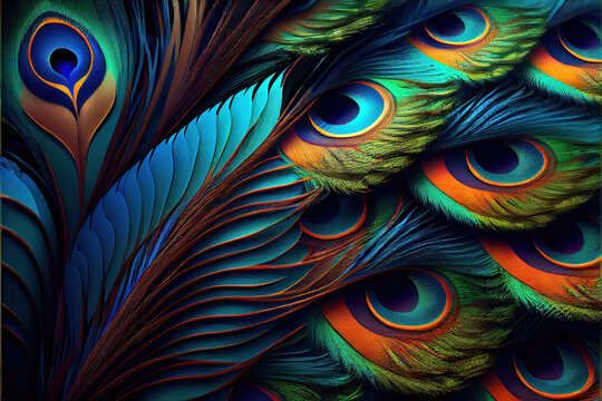 beautiful colorful abstract peacock feather background as header wallpaper © Gbor