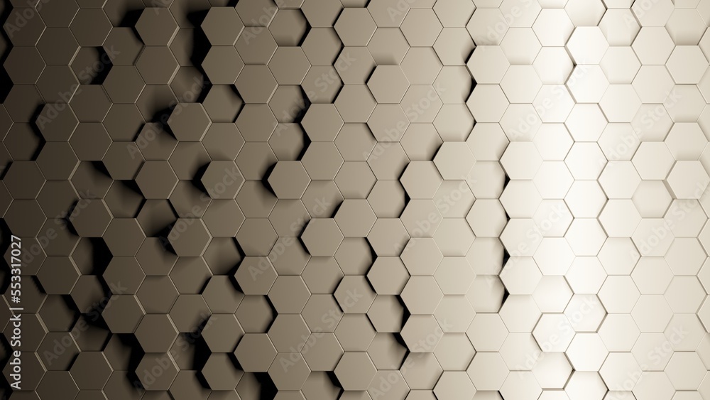 Poster Realistic abstract honeycomb background. 3d rendering.