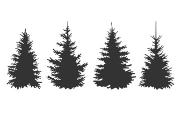 set of silhouettes of fir trees.