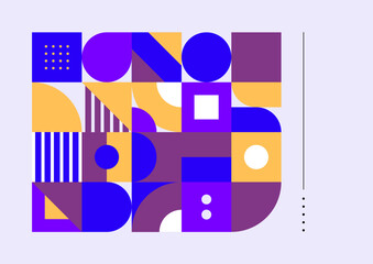 Abstract flat mosaic geometric pattern design in blueish retro style. Vector illustration.