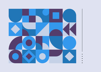 Abstract flat mosaic geometric pattern design in blueish retro style. Vector illustration.