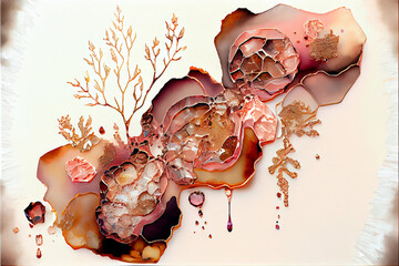 Alcohol Ink Rose Gold Crystal Flower