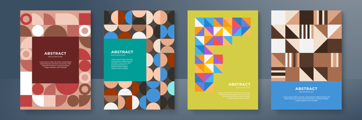 Mosaic flat geometric abstract poster design template