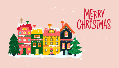 Merry Christmas Banner. Vector Illustration of Seasonal Greetings. Holiday Celebration.