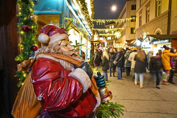 Christmas market decoration as a symbol of winter holidays and the New Year. Basel, Switzerland