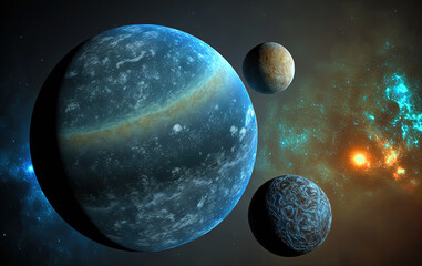 Obraz na płótnie Canvas Majestic Gas Giant and Its Moons.