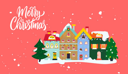 Merry Christmas Web Banner. Vector Illustration of Seasonal Greetings. Holiday Celebration.