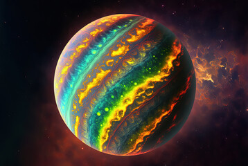 Obraz na płótnie Canvas Vibrant Exoplanet, A Jupiter-Like World.