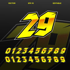 Racing number effect designs