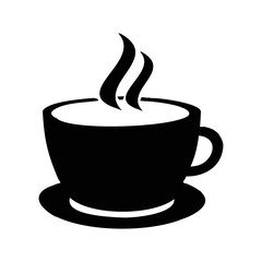 Silhouette of cup with billowing smoke. Suitable for coffee shop or hot chocolate shop logo design elements. Simple logo design element