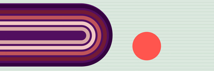 Simple abstract 1970's background design in futuristic retro style with colorful lines. Vector illustration.