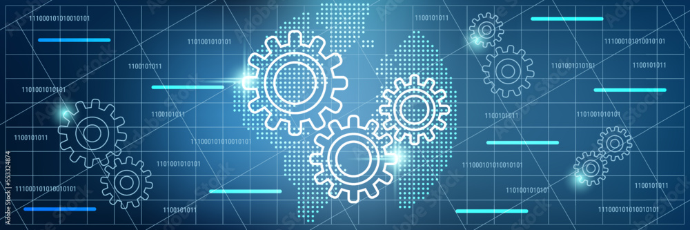 Aufkleber data processing, information computing vector concept illustration. web banner, header design templa