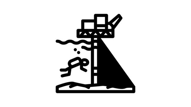 work with oil rigs line icon animation