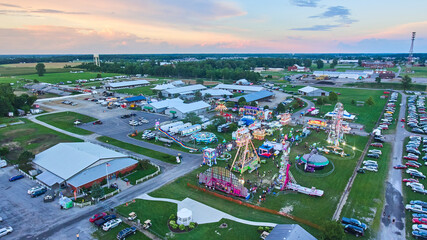 Aerial over Allen County Fair in Indiana during dusk