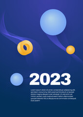Happy New 2023 Year posters set. Typography geometric logo 2023 for branding, banner, cover, invitation card.
