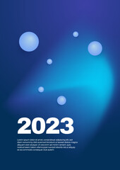 Happy New 2023 Year posters set. Typography geometric logo 2023 for branding, banner, cover, invitation card.