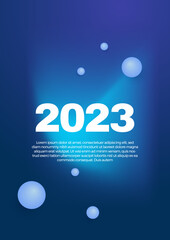 Happy New 2023 Year posters set. Typography geometric logo 2023 for branding, banner, cover, invitation card.