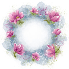 Wedding wreath, bouquet of magnolia. Watercolor bouquet, hand-drawn. A wreath of flowers on a white background.