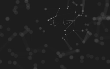 Abstract background. Molecules technology with polygonal shapes, connecting dots and lines. Connection structure. Big data visualization.