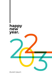 Obraz premium Happy new year 2023 poster template with colorful number. Greeting concept for 2023 new year celebration