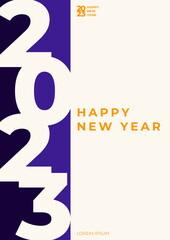 Happy new year 2023 poster template with colorful number. Greeting concept for 2023 new year celebration