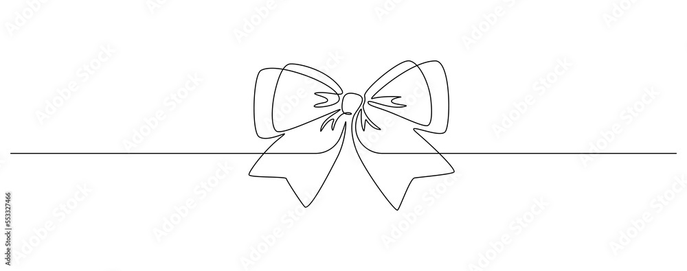 Aufkleber one continuous line drawing of gift ribbon bow. christmas and birthday present wrap in simple linear