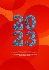 2023 colorful set of Happy New Year poster. Abstract design typography logo 2023 for vector celebration and season decoration, backgrounds, branding, banner, cover, card and or social media template.