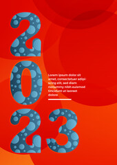 2023 colorful set of Happy New Year poster. Abstract design typography logo 2023 for vector celebration and season decoration, backgrounds, branding, banner, cover, card and or social media template.