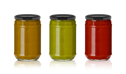 BBQ sauce in a glasses jar set isolated on transparent background
