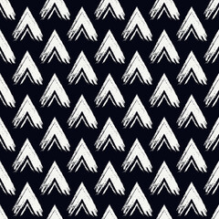 Paint brush stroke arrows seamless pattern. Hand drawn direction sign print. Freehand pointer symbols. Grunge texture