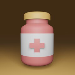 Obraz premium Medicine Bottle Icon 3D Rendering