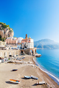 Atrani town on Amalfi coast in Italy