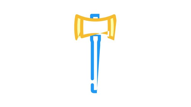 double bit axe blade color icon animation