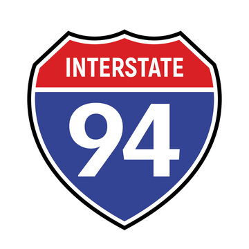 94 route sign icon. Vector road 94 highway interstate american freeway us california route symbol.