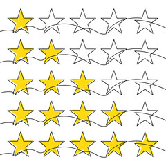 Five stars customer product rating review one line continuous illustration